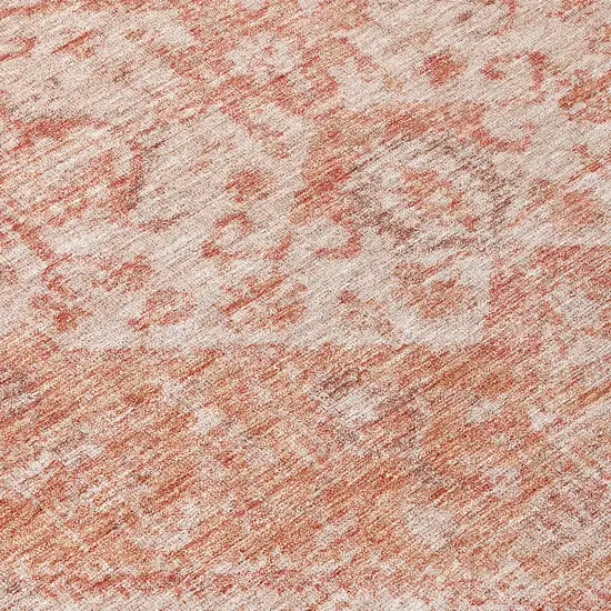 Coral And Pink Oriental Washable Indoor Outdoor Area Rug Photo 8