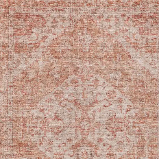 Coral And Pink Oriental Washable Indoor Outdoor Area Rug Photo 5