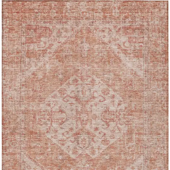 Coral And Pink Oriental Washable Indoor Outdoor Area Rug Photo 6