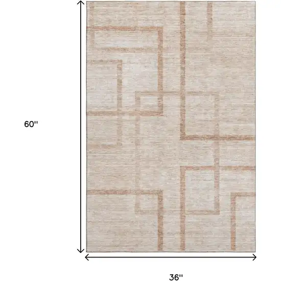 Coral And Rust Geometric Washable Area Rug With UV Protection Photo 3