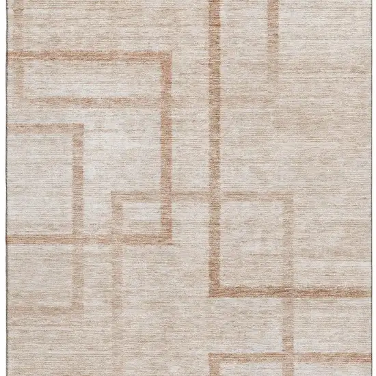 Coral And Rust Geometric Washable Area Rug With UV Protection Photo 4