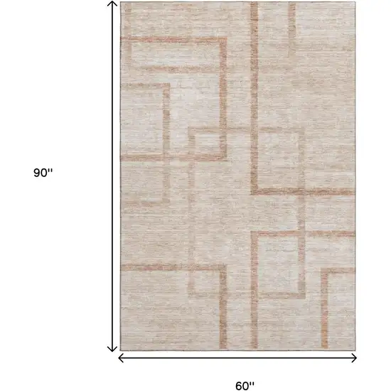 Coral And Rust Geometric Washable Area Rug With UV Protection Photo 3