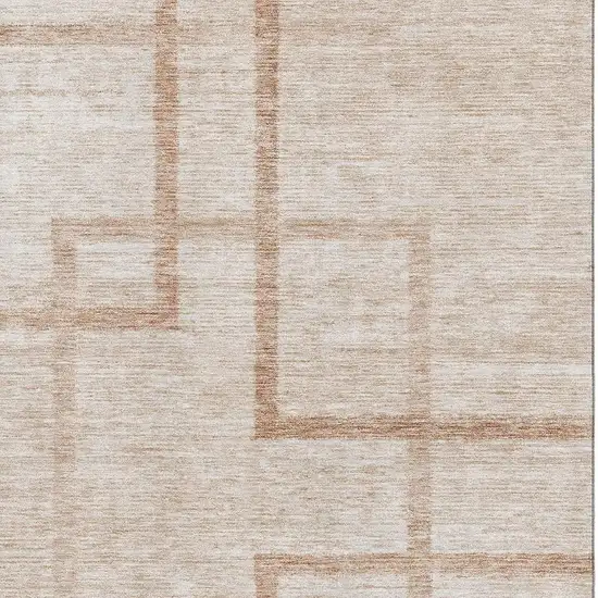 Coral And Rust Geometric Washable Area Rug With UV Protection Photo 3