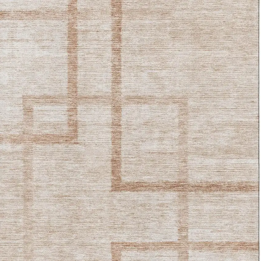 Coral And Rust Geometric Washable Area Rug With UV Protection Photo 3