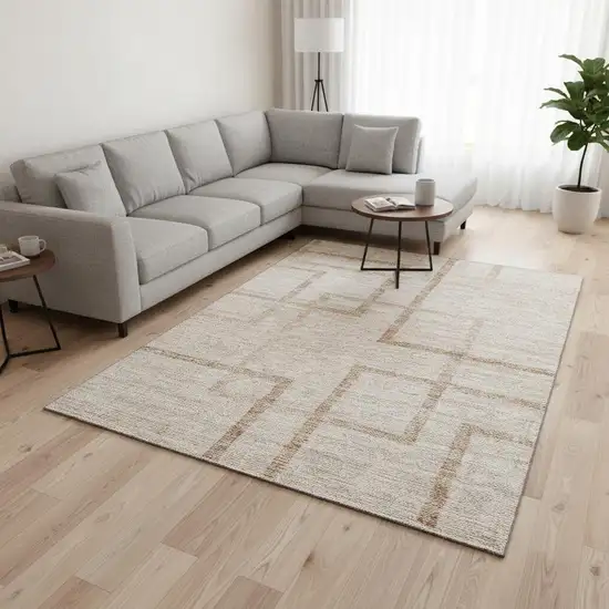 Coral And Rust Geometric Washable Area Rug With UV Protection Photo 2