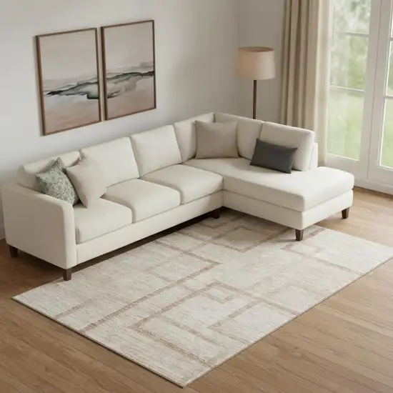 Coral And Rust Geometric Washable Area Rug With UV Protection Photo 1