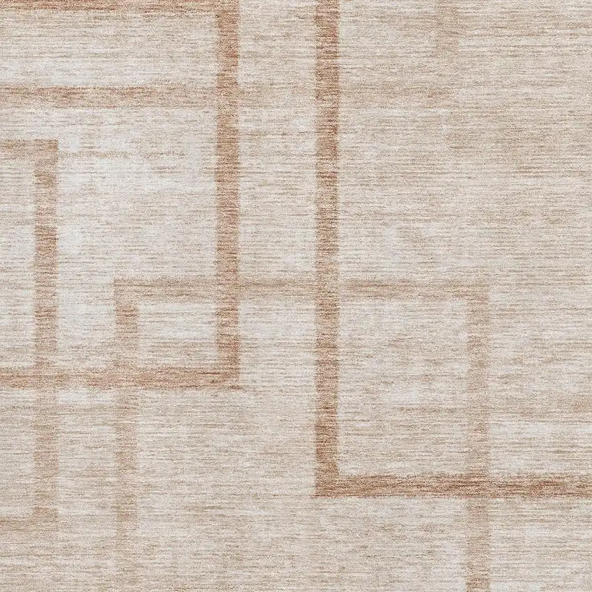 Coral And Rust Geometric Washable Area Rug With UV Protection Photo 3