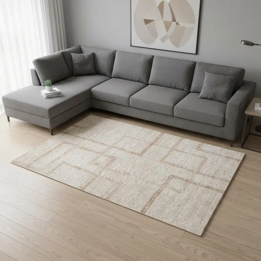 Coral And Rust Geometric Washable Area Rug With UV Protection Photo 2