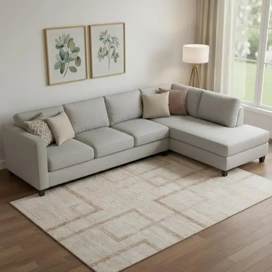 Coral And Rust Geometric Washable Area Rug With UV Protection Photo 1