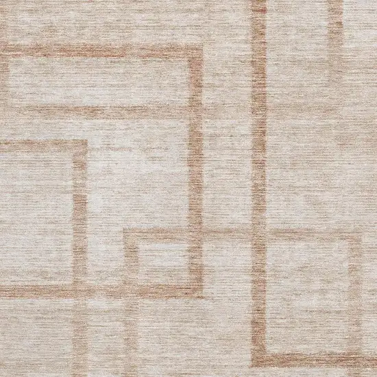 Coral And Rust Geometric Washable Area Rug With UV Protection Photo 3