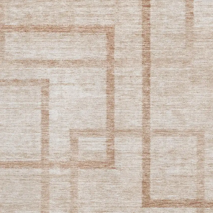 Coral And Rust Geometric Washable Area Rug With UV Protection Photo 3