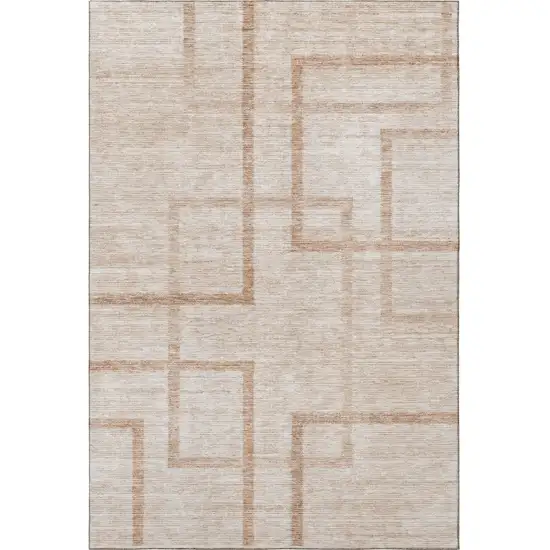 Coral And Rust Geometric Washable Area Rug With UV Protection Photo 4
