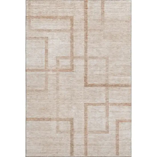Coral And Rust Geometric Washable Area Rug With UV Protection Photo 1