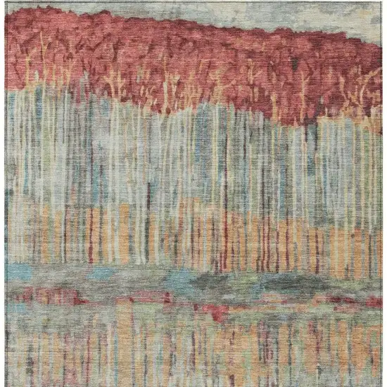 Coral And Sage Abstract Washable Indoor Outdoor Area Rug Photo 3