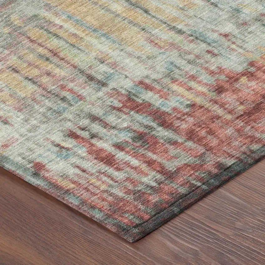 Coral And Sage Abstract Washable Indoor Outdoor Area Rug Photo 8