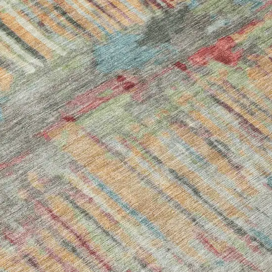 Coral And Sage Abstract Washable Indoor Outdoor Area Rug Photo 9