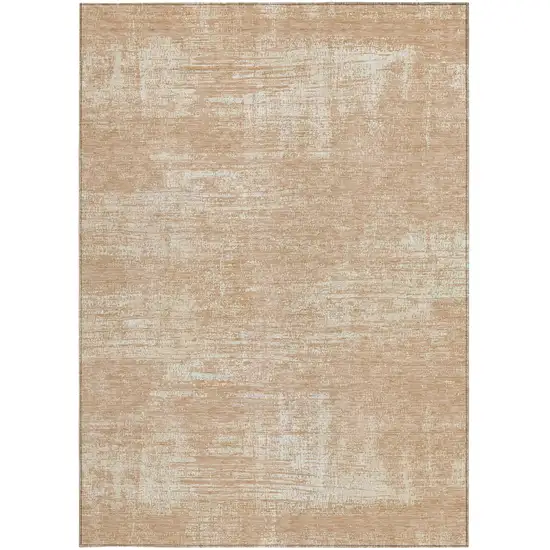Coral And Salmon Abstract Washable Indoor Outdoor Area Rug Photo 6