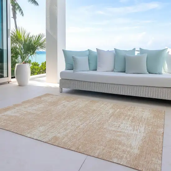 Coral And Salmon Abstract Washable Indoor Outdoor Area Rug Photo 7