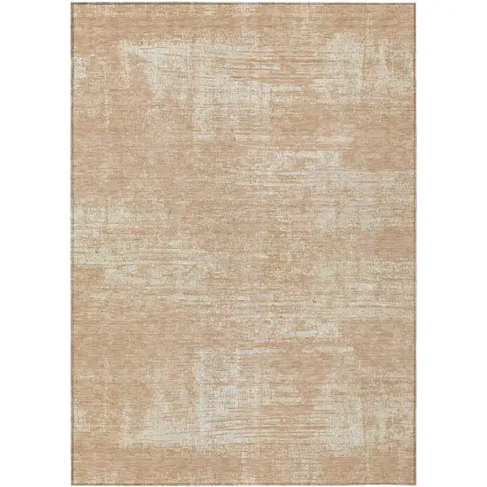 Coral And Salmon Abstract Washable Indoor Outdoor Area Rug Photo 2