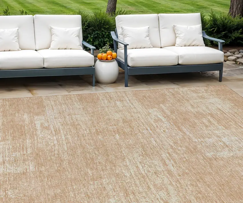 Coral And Salmon Abstract Washable Indoor Outdoor Area Rug Photo 1