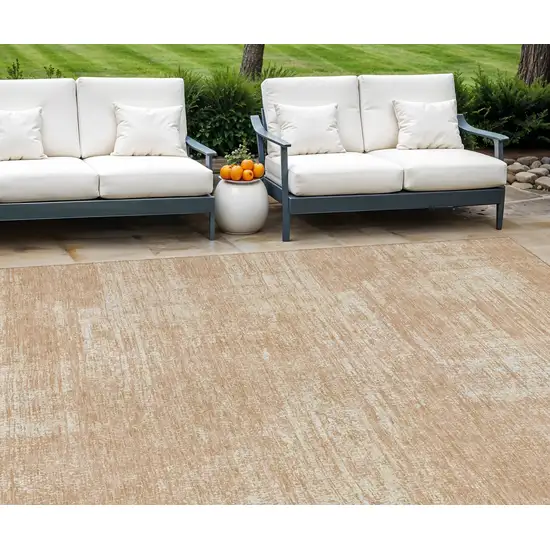 Coral And Salmon Abstract Washable Indoor Outdoor Area Rug Photo 1