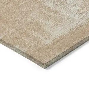 Photo of Coral And Salmon Abstract Washable Indoor Outdoor Area Rug