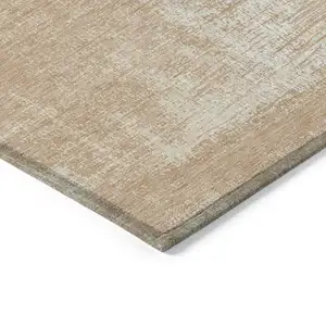 Photo of Coral And Salmon Abstract Washable Indoor Outdoor Area Rug