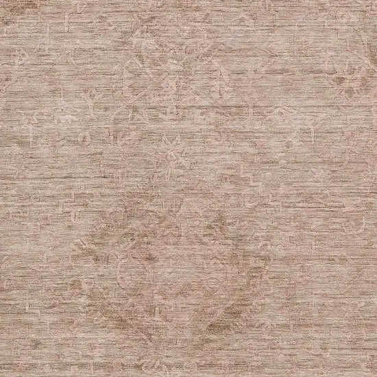 Coral And Salmon Medallion Washable Area Rug With UV Protection Photo 3