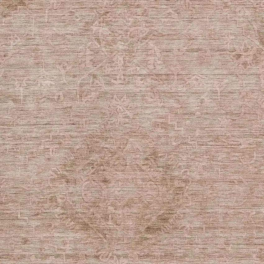 Coral And Salmon Medallion Washable Area Rug With UV Protection Photo 3