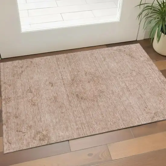 Coral And Salmon Medallion Washable Area Rug With UV Protection Photo 1