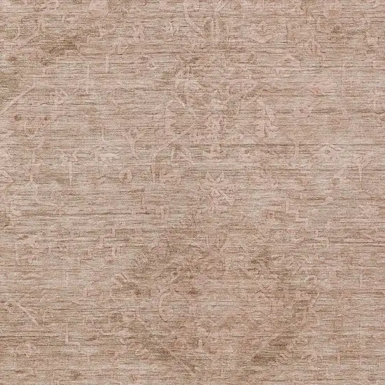Coral And Tan Floral Washable Indoor Outdoor Area Rug Photo 5