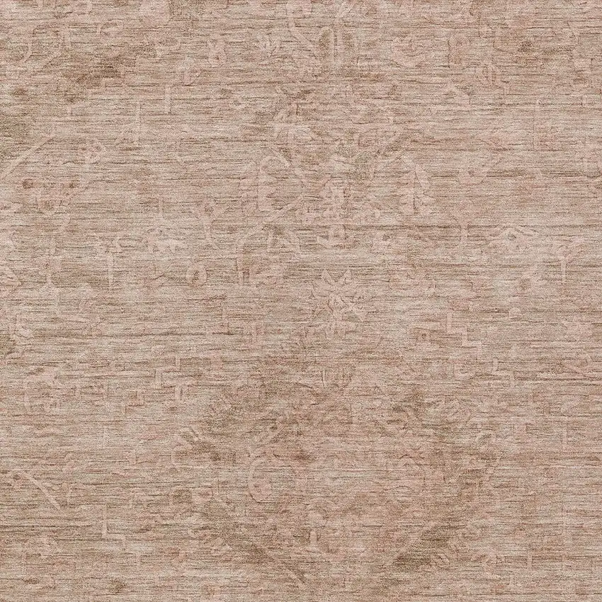 Coral And Tan Floral Washable Indoor Outdoor Area Rug Photo 5