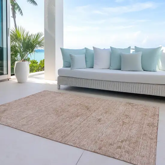 Coral And Tan Floral Washable Indoor Outdoor Area Rug Photo 7