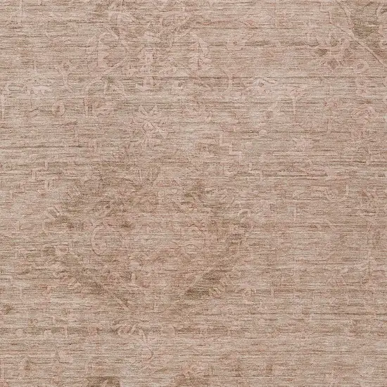 Coral And Tan Floral Washable Indoor Outdoor Area Rug Photo 5