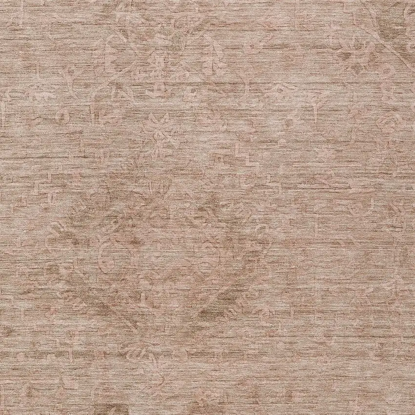 Coral And Tan Floral Washable Indoor Outdoor Area Rug Photo 5