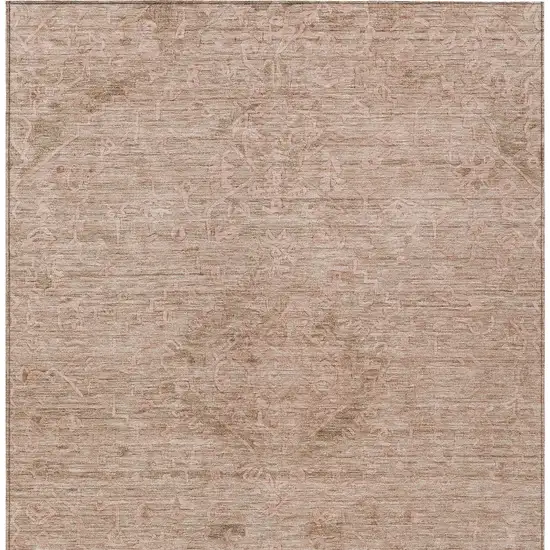 Coral And Tan Floral Washable Indoor Outdoor Area Rug Photo 6