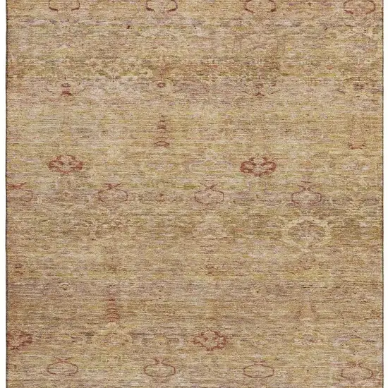Coral And Taupe Abstract Washable Area Rug With UV Protection Photo 4