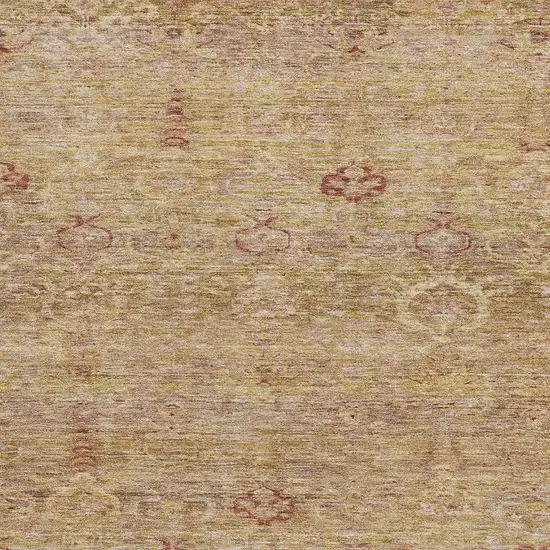 Coral And Taupe Abstract Washable Area Rug With UV Protection Photo 3