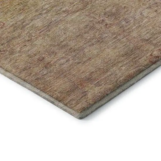 Coral And Taupe Abstract Washable Area Rug With UV Protection Photo 7