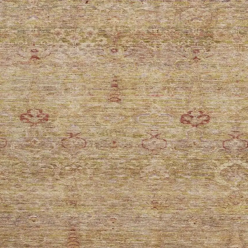 Coral And Taupe Abstract Washable Area Rug With UV Protection Photo 3