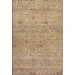 Photo of Coral And Taupe Abstract Washable Area Rug With UV Protection