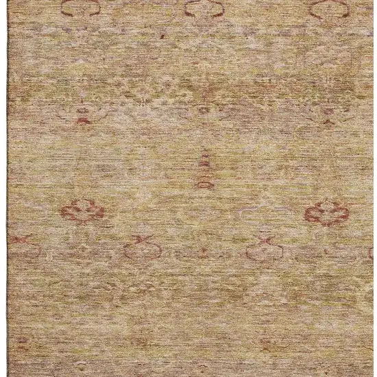 Coral And Taupe Abstract Washable Area Rug With UV Protection Photo 3