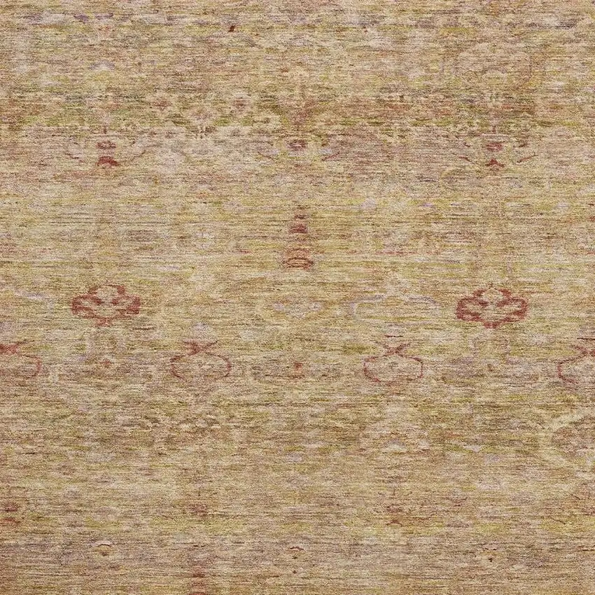 Coral And Taupe Abstract Washable Area Rug With UV Protection Photo 3