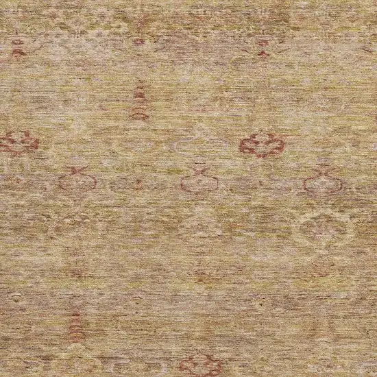 Coral And Taupe Abstract Washable Area Rug With UV Protection Photo 3