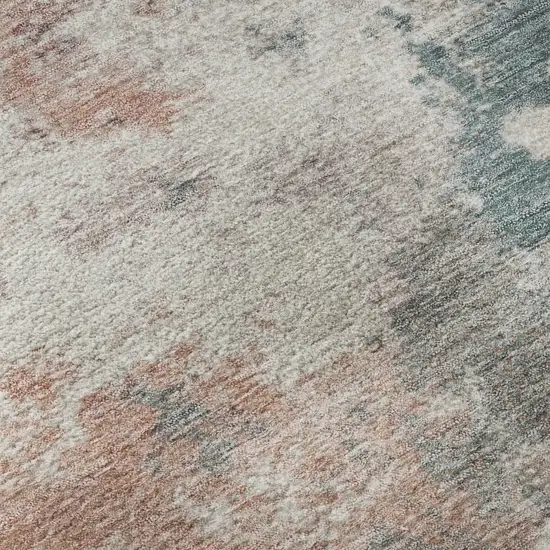 Coral And Teal Abstract Washable Area Rug With UV Protection Photo 8