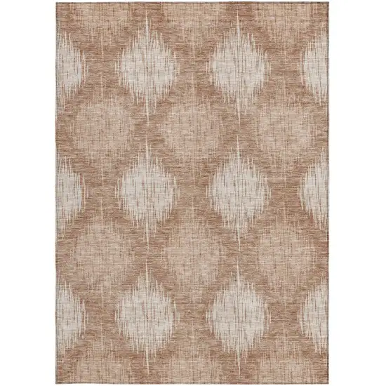 Coral And Terra Cotta Ikat Washable Indoor Outdoor Area Rug Photo 7