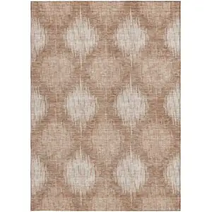 Photo of Coral And Terra Cotta Ikat Washable Indoor Outdoor Area Rug
