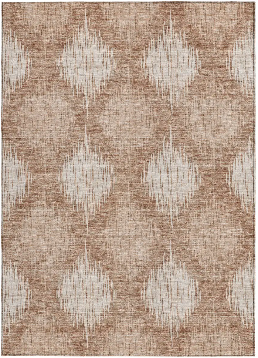 Coral And Terra Cotta Ikat Washable Indoor Outdoor Area Rug Photo 7