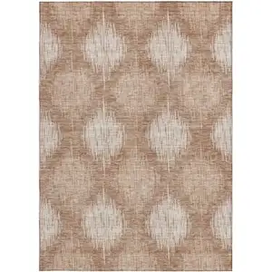 Photo of Coral And Terra Cotta Ikat Washable Indoor Outdoor Area Rug