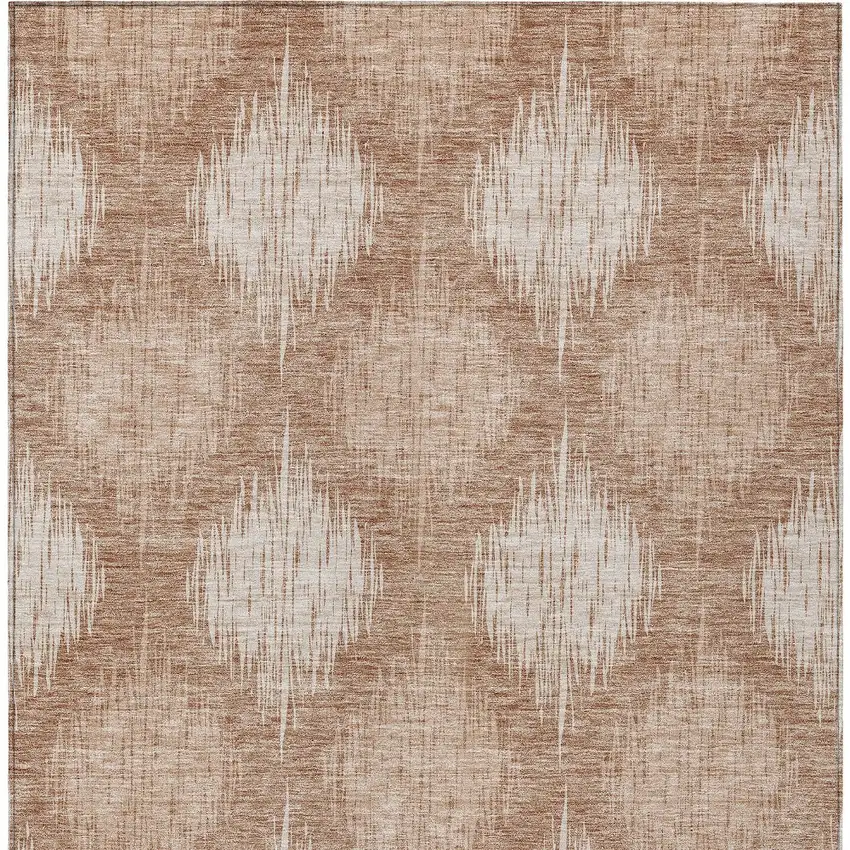 Coral And Terra Cotta Ikat Washable Indoor Outdoor Area Rug Photo 6